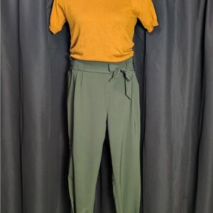Forest Green Women's Casual High Waist Pencil Pants with Pockets Bow-Knot